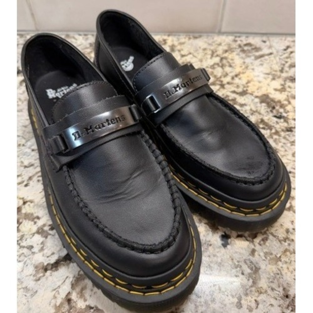 Dr. Martens Penton Bex DS PLTD Black Leather Platform Loafers Womens 9 Mens 8